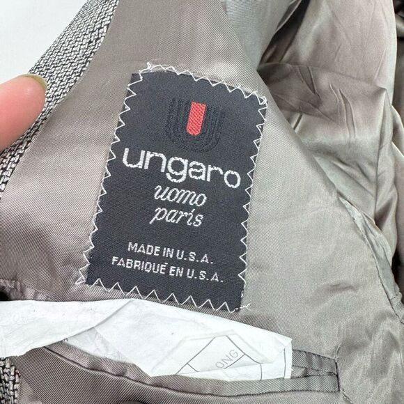 Ungaro Uomo Jacket Sports coat 42 Silk Wool Gray Single Button Blazer - Picture 4 of 10